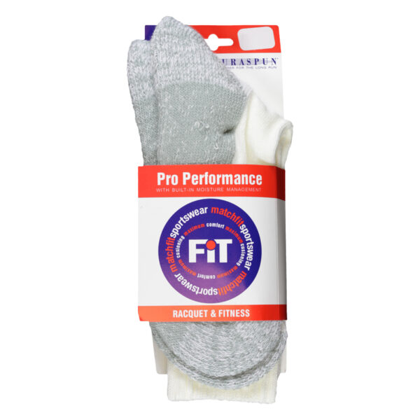 Matchfit Mens Pro Performance Crew Sock (White) - Size: 4-7