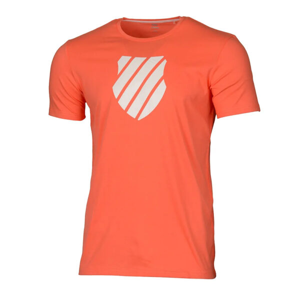 K-Swiss Mens Logo Tee - Size: Small | Colour: Neon Blaze/White